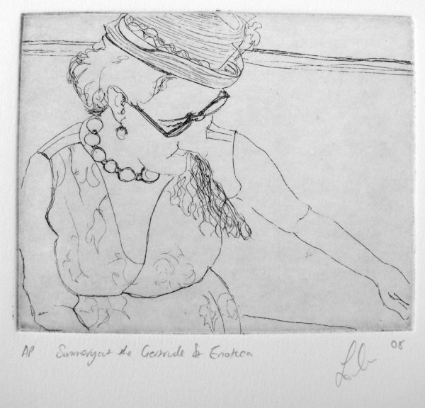 Summery at the Gertrude St Enoteca. Plate size 5in x 4in. Etching. Edition of 5. AU$175 (unframed) AU$300 (framed).