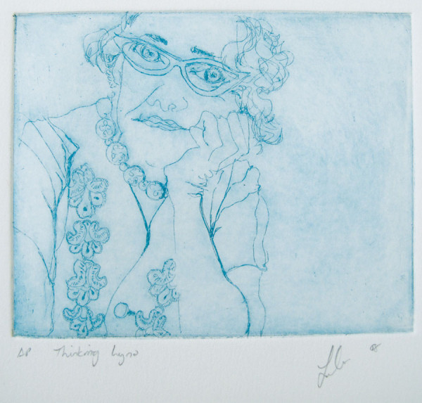 Thinking Lyno. Plate size 5in x 4in. Etching. Edition of 7. AU$175 (unframed) AU$300 (framed).