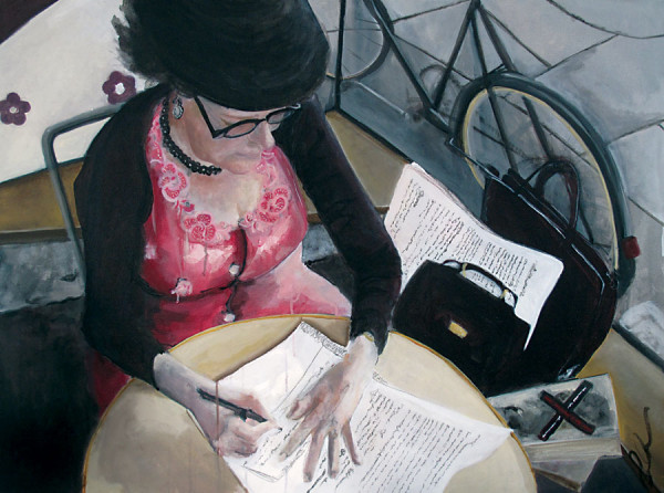 Lyno Writing At Cavallero. Oil on canvas