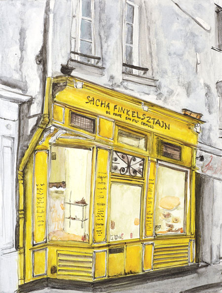 The Jewish Bakery, Marais, Paris. Fluid Acrylic on canvas