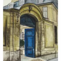 Greeting Card: La Porte Bleue 2006, Paris by Soula Mantalvanos