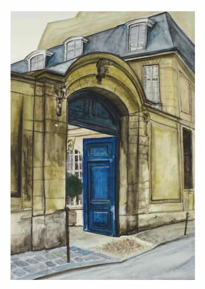 Greeting Card: La Porte Bleue 2006, Paris by Soula Mantalvanos