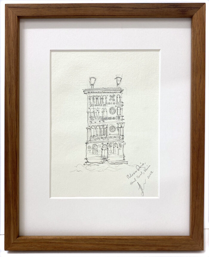 Soula Mantalvanos Palazzo Dario Venice 2022 graphite on paper 31 x 25.5 (framed size) $580 f