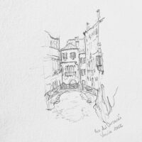 Soula Mantalvanos Rio dei Barcaroli, Venice graphite drawing paper size 27 x 18cm $580f