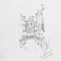 Soula Mantalvanos Rio dei Barcaroli, Venice graphite drawing paper size 27 x 18cm $580f