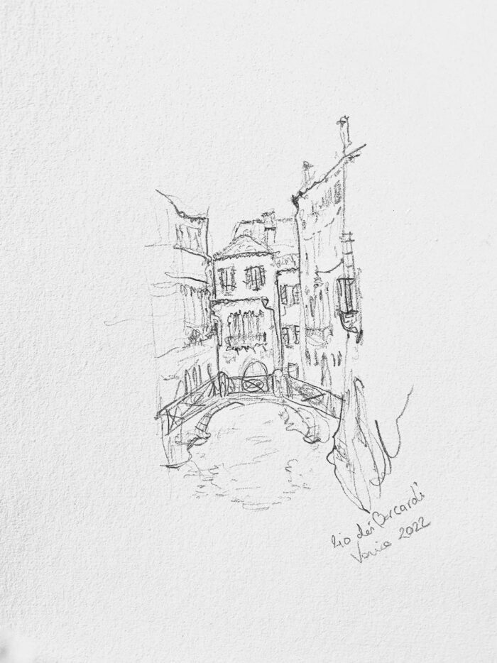 Soula Mantalvanos Rio dei Barcaroli, Venice graphite drawing paper size 27 x 18cm $580f