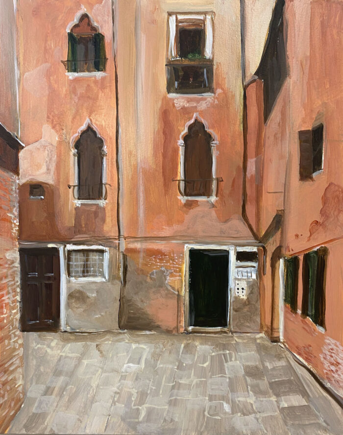 Soula Mantalvanos (near) Rio De La pergola Venezia 2022 18 x 13cm acrylic and conte on panel f $890