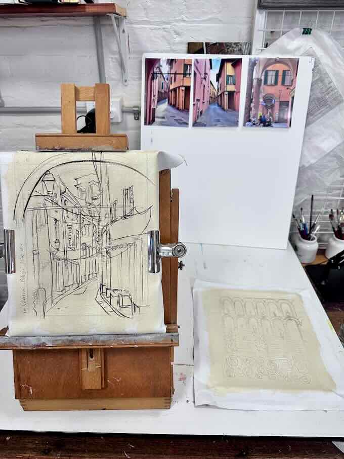 Bologna and Verona initial sketch in studio