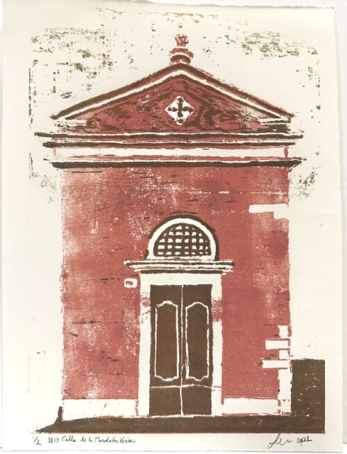 Soula Mantalvanos 3817 Calle de la Mandola Venice 2022 ed of 2 woodcut print